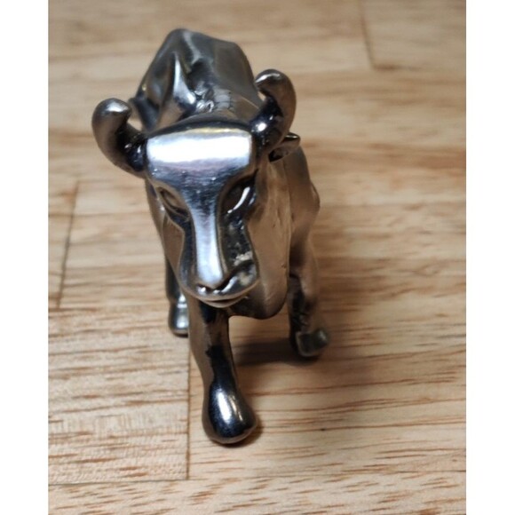 Solid Pewter Steer Bull Cowboy Figurine Statue Silver Tone Western -Cow Farm - Picture 4 of 7